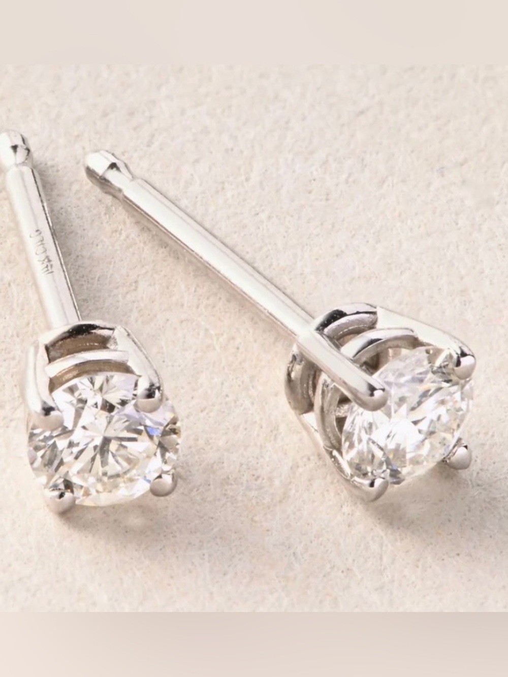 14K Solid White Gold, .25 Carat, Lab-Grown Diamond Stud Earrings. Appraised.